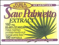 Saw Palmetto 160 mg standardized extract softgels (bottle of 60)
