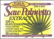 Saw Palmetto 320 mg softgels (85-95% standardized extract), bottle of 90